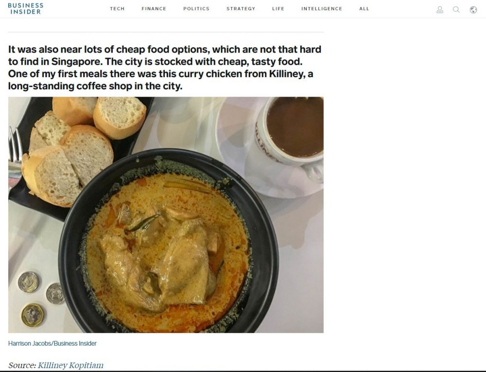 Killiney’s curry chicken, one of the first meals in Singapore