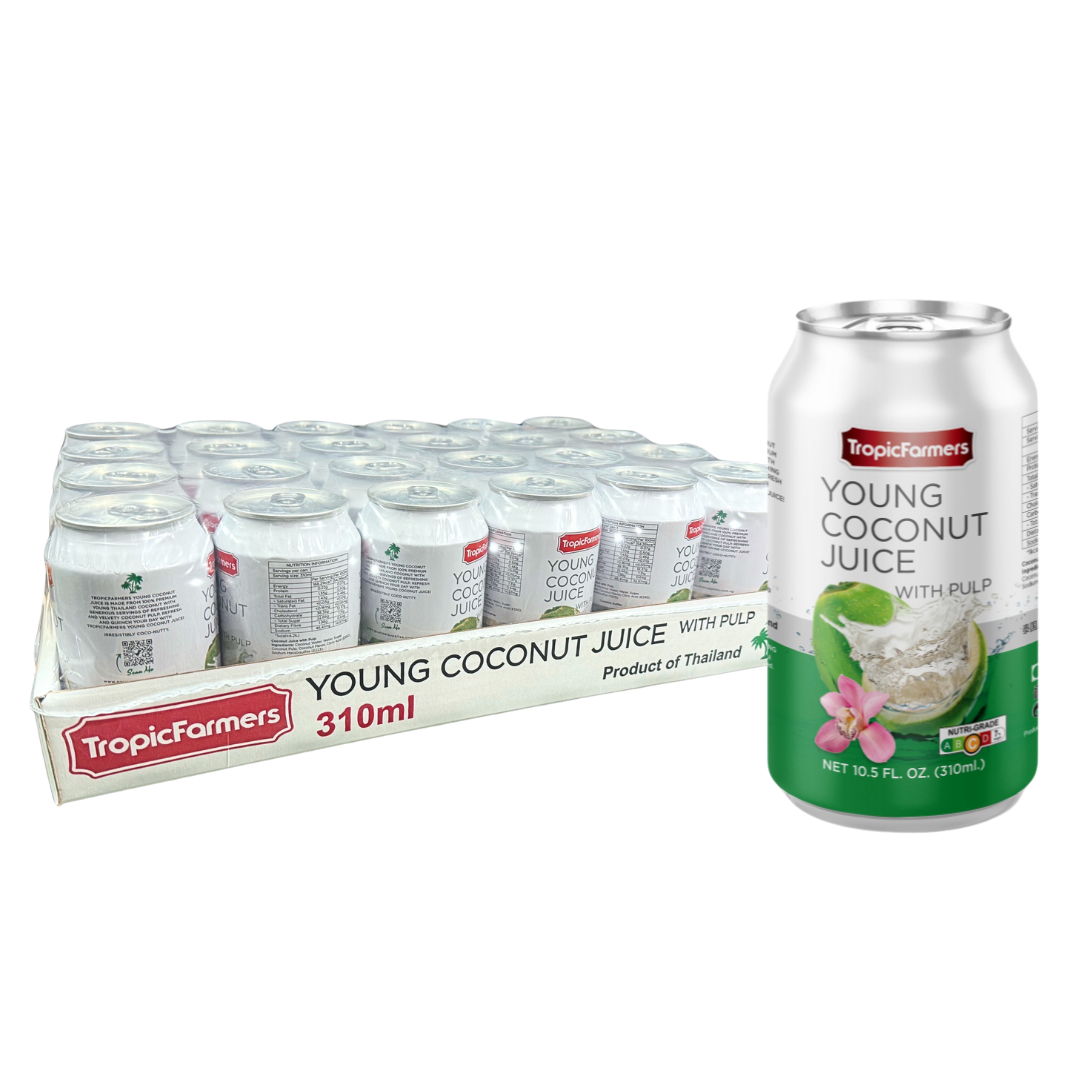 [Carton of 24 Cans] TropicFarmers - Young Coconut Juice With Pulp 310ml - Killiney Singapore