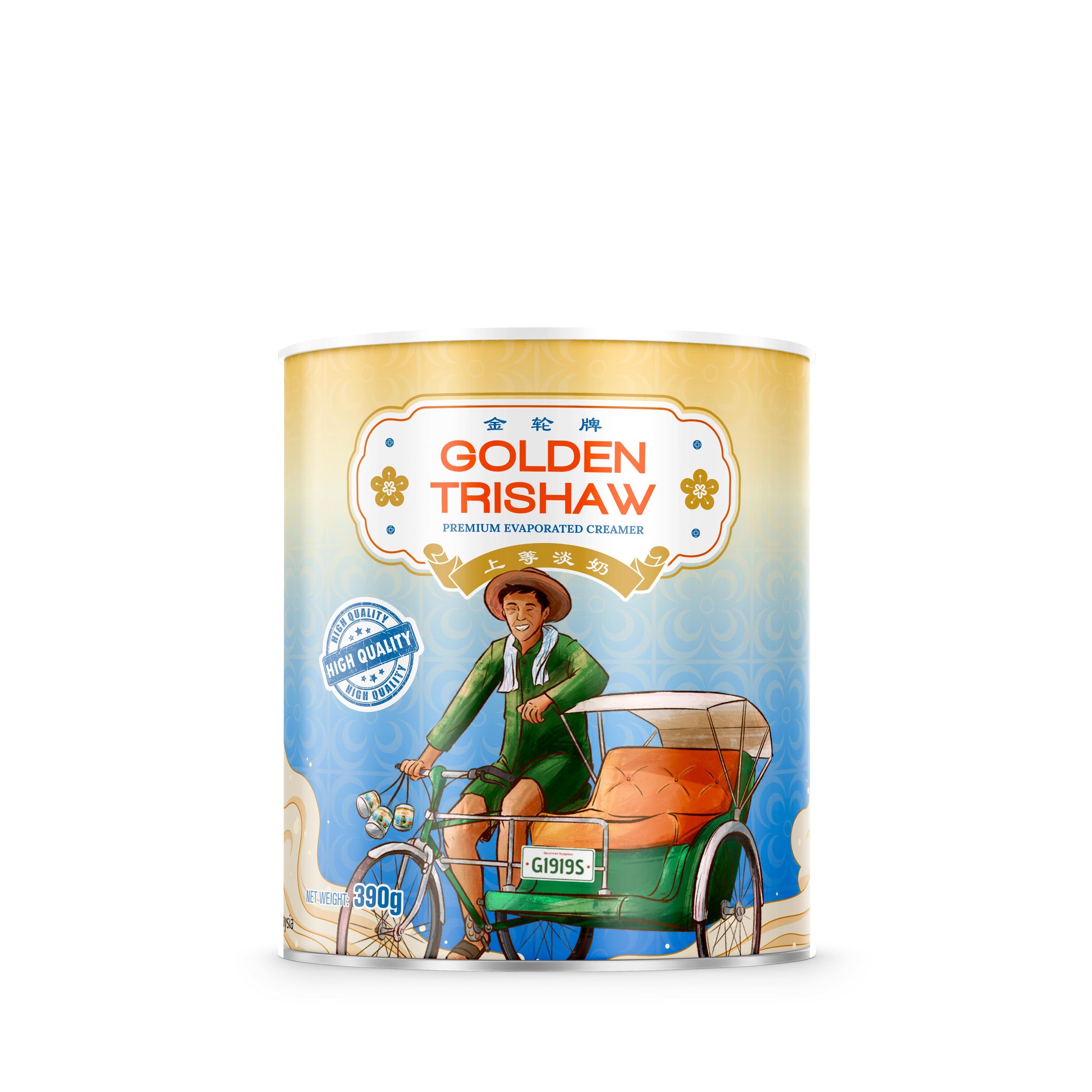 Golden Trishaw Evaporated Milk Creamer 390G - Killiney Singapore