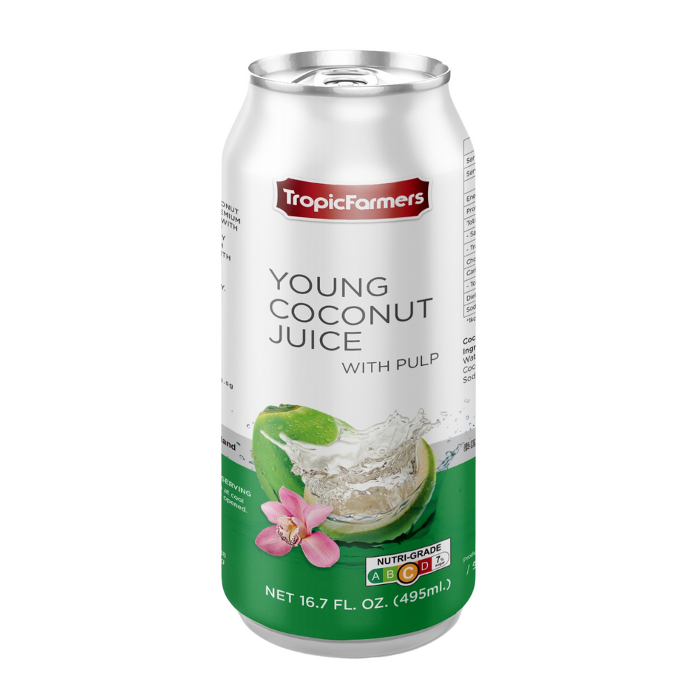 [Carton of 24 Cans] TropicFarmers - Young Coconut Juice With Pulp 495ml - Killiney Singapore