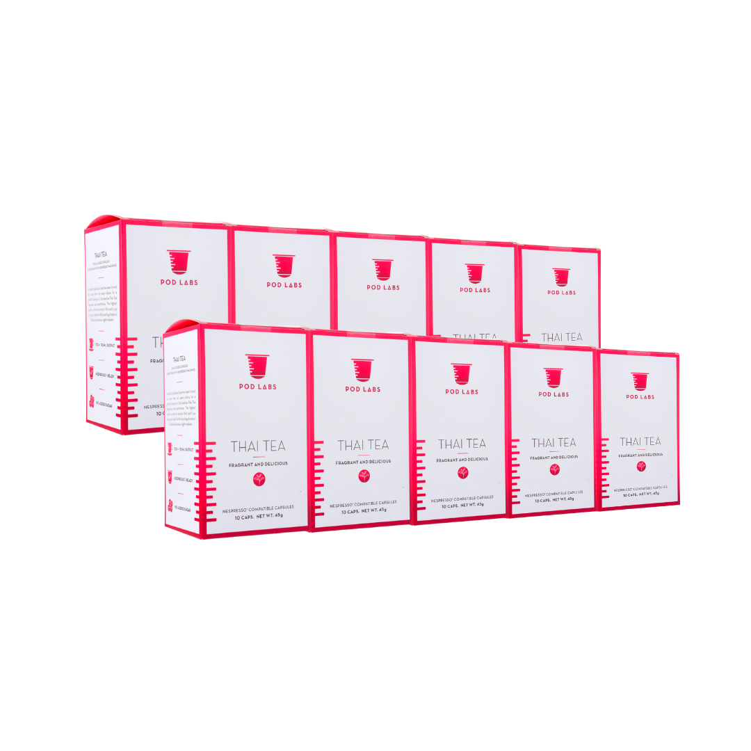 [Bundle of 10] Pod Labs Nespresso Compatible Thai Tea (100 Capsules) - Killiney Singapore