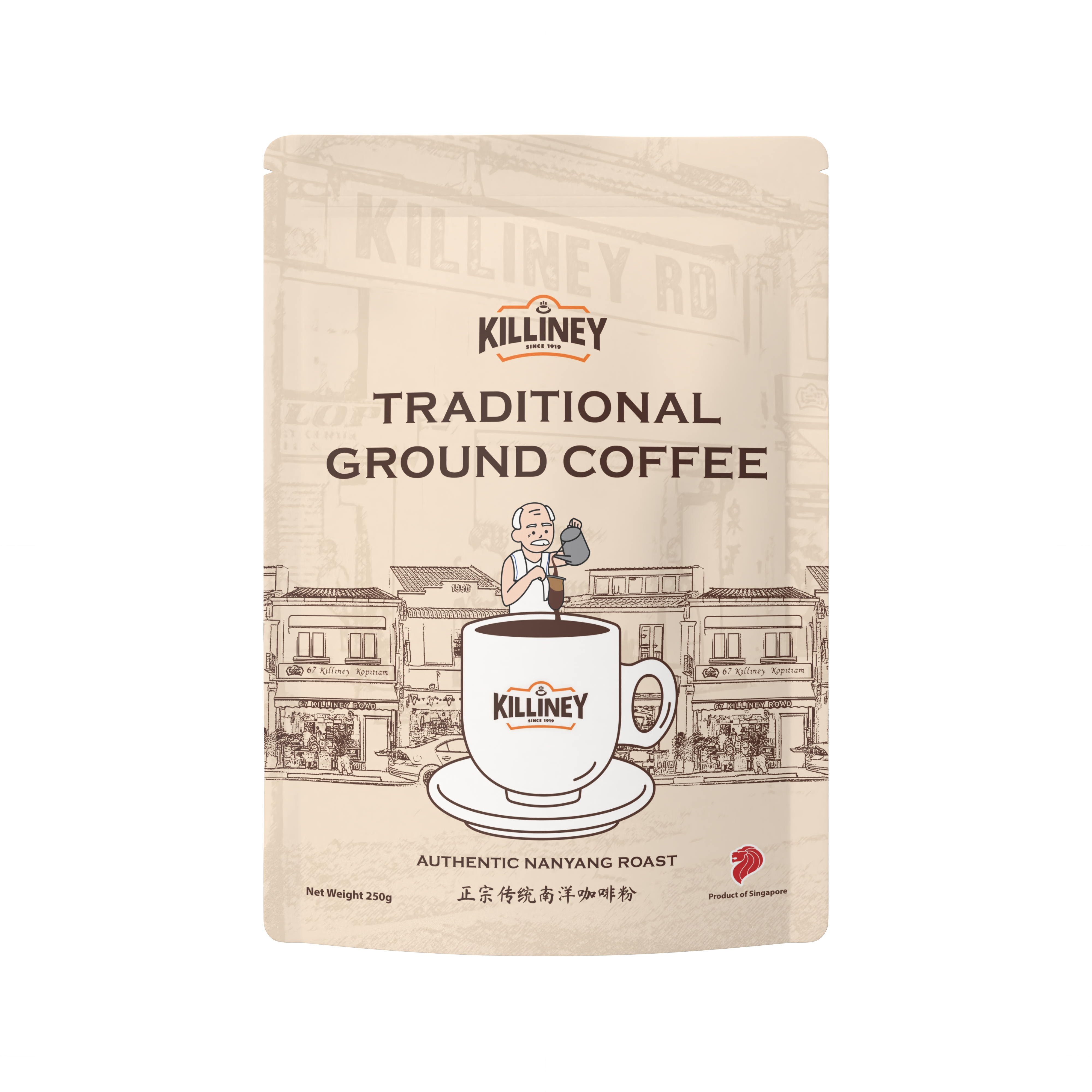 NEW Packaging – Killiney Traditional Ground Coffee (250g) - Killiney Singapore